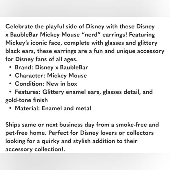 🔹️Disney x BaubleBar🔹️ Mickey Mouse Nerd Earrings - Adorable Glasses Design - Picture 3 of 3